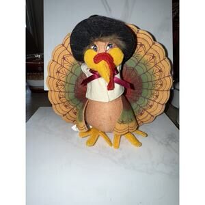 Annalee Thanksgiving Turkey Pilgrim Centerpiece Retired Fall Decor 8 inch 2008